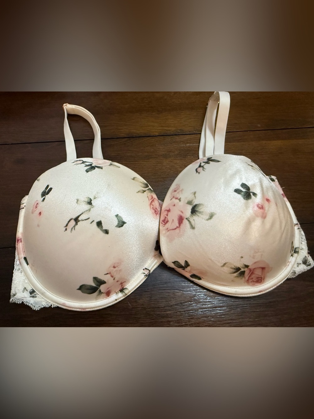 PINK Victoria's Secret Cream Floral Underwire Bra 34 DD